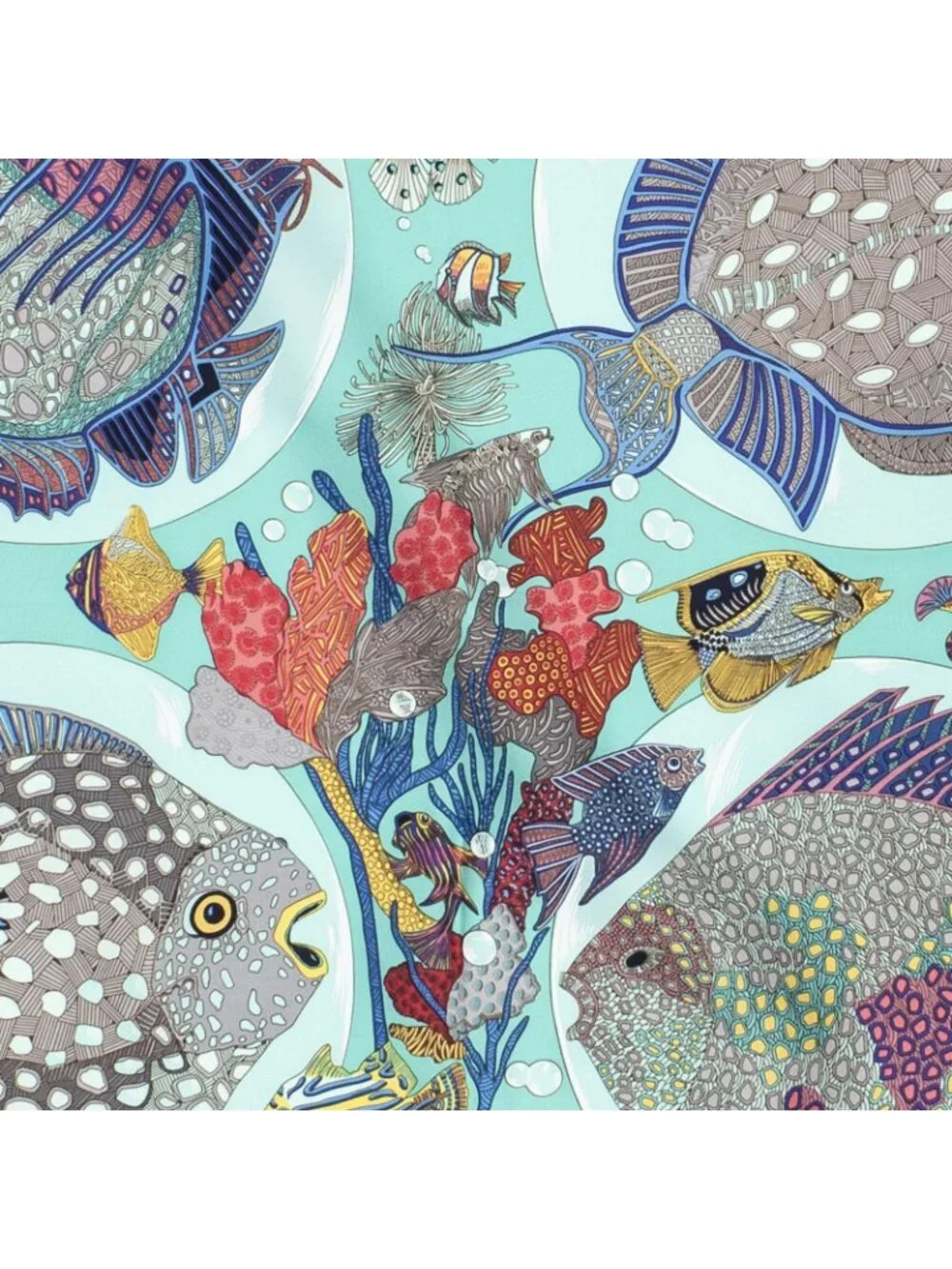 ★SOLD★ Hermes Scarf Teal Gold Pink Silk - Picture 3 of 5